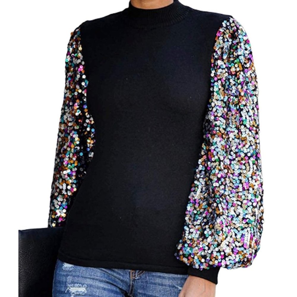 NWT Bling/Sequin Lantern Sleeve Sweater